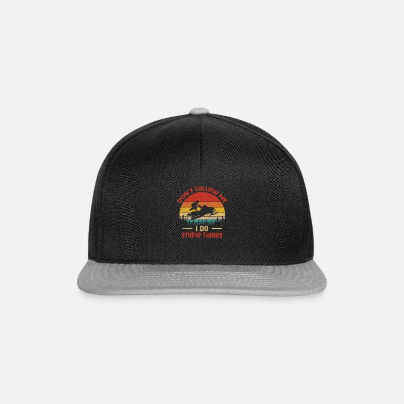 Schneemobil Retro Logo Design - Snapback Cap - Schwarz/Grau