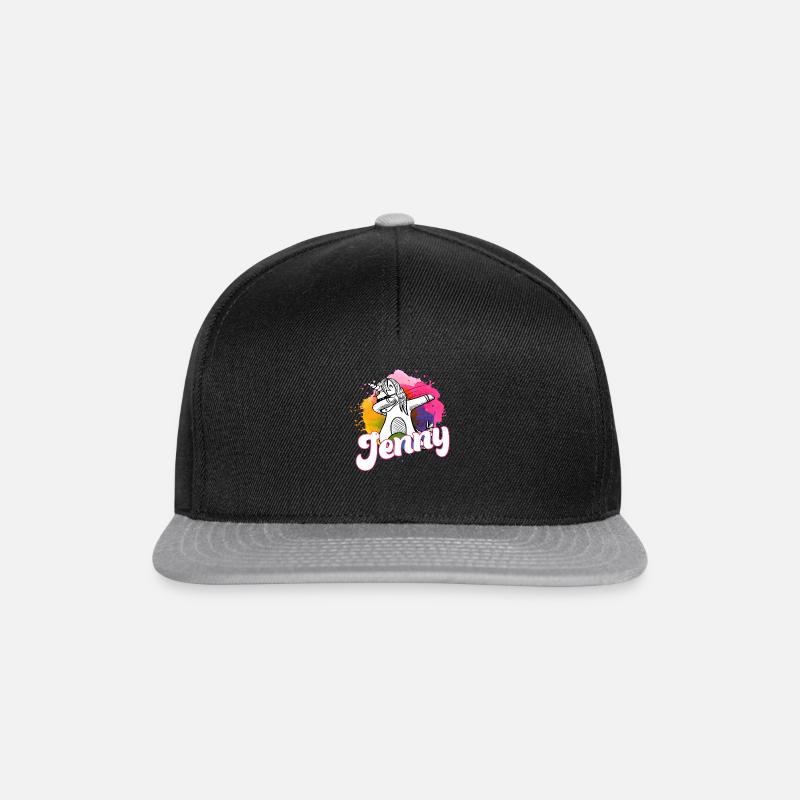 JENNY - Schöner Name mit dabbing Einhorn - Snapback Cap - Schwarz/Grau