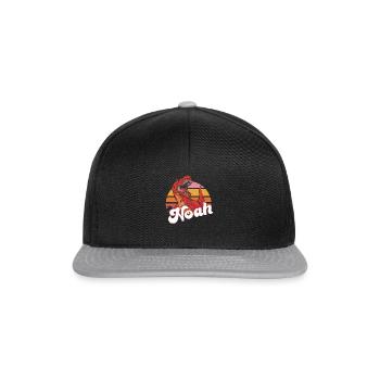 NOAH - Beau prénom de garçon avec T-REX Dino - Casquette snapback - noir/gris - Devant