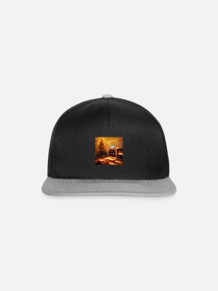 Weihnachtliches Wohnzimmer - Snapback Cap - Schwarz/Grau