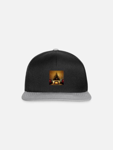 Weihnachtsbaum über dem Kamin - Snapback Cap - Schwarz/Grau