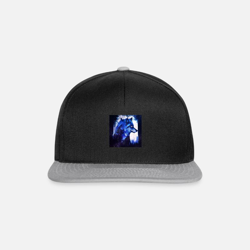 Lone Wolf at night - Snapback Cap - Schwarz/Grau