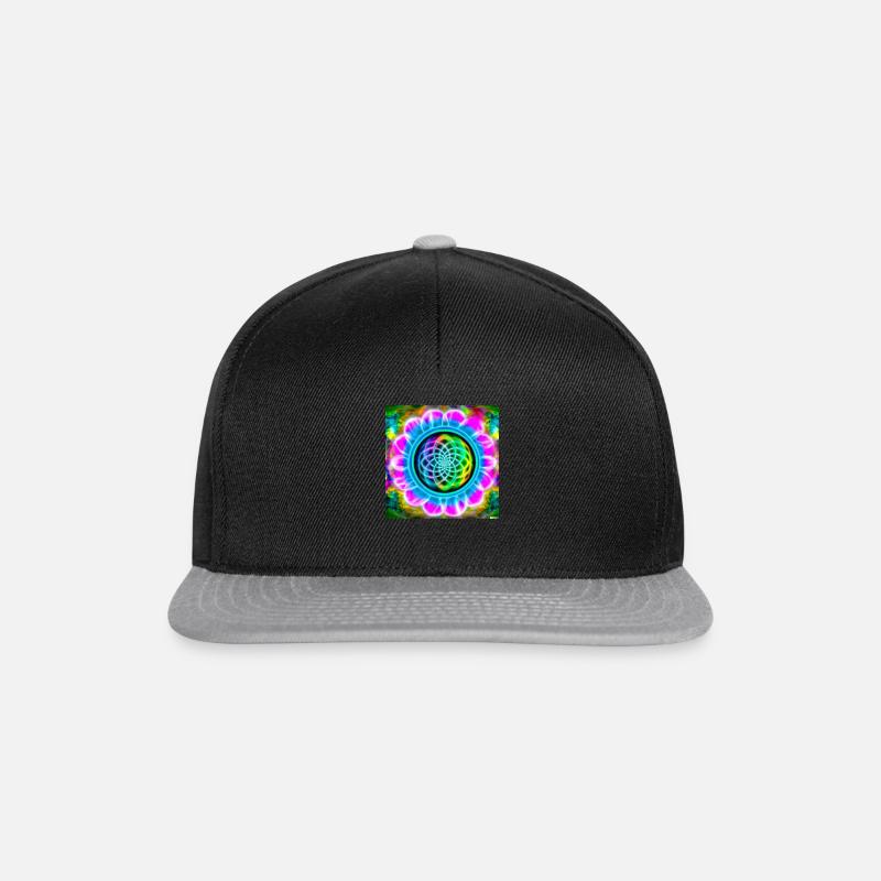Psychedelisch Blume des Lebens - Snapback Cap - Schwarz/Grau