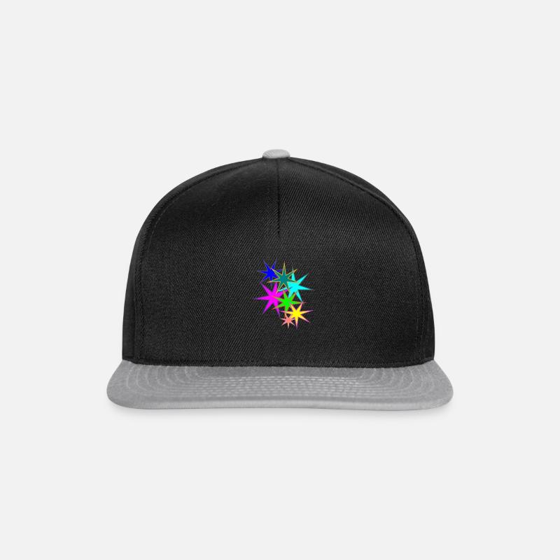 bunte Sterne - Snapback Cap - Schwarz/Grau