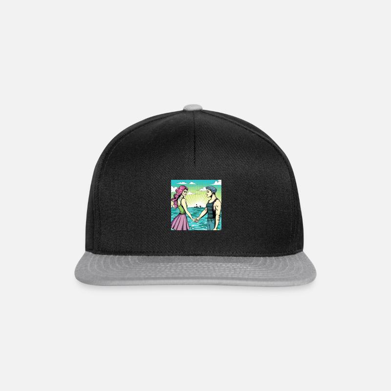 Pärchen am Meer - Snapback Cap - Schwarz/Grau