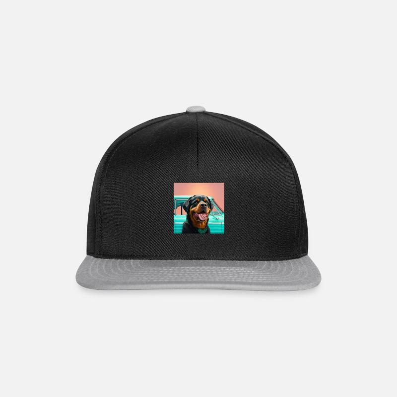 90s Happy Rottweiler - Snapback Cap - black/grey