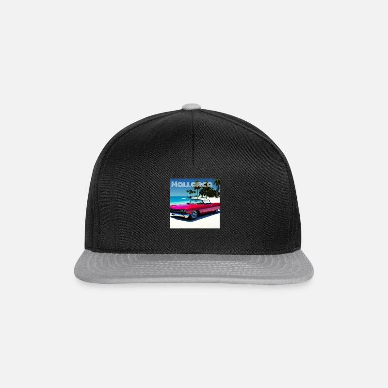 80er Mallorca strand Auto Oldtimer Palmen sommer - Snapback Cap - Schwarz/Grau