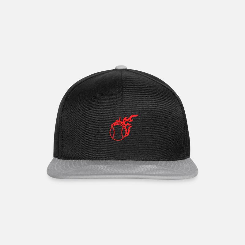 Baseball On Fire rot - Snapback Cap - Schwarz/Grau
