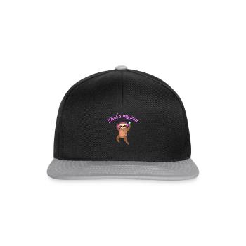 Faultier Spruch witzig "That´s my Jam" - Snapback Cap - Schwarz/Grau - Vorne