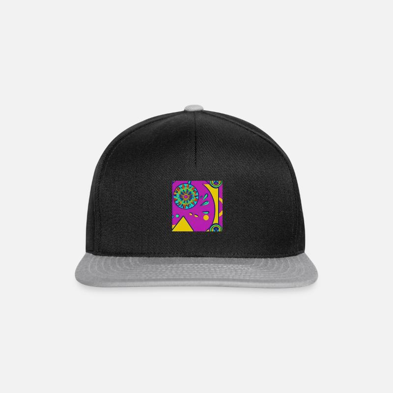 Pop-Kubismus-Motiv - Snapback Cap - Schwarz/Grau