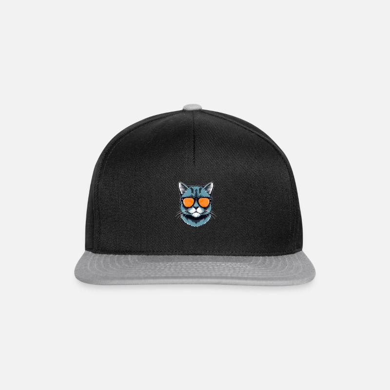 Katze mit Sonnenbrille - Snapback Cap - Schwarz/Grau