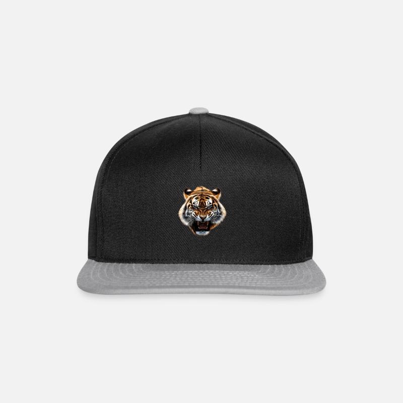 Tiger Gesicht Aggressiv - Snapback Cap - Schwarz/Grau