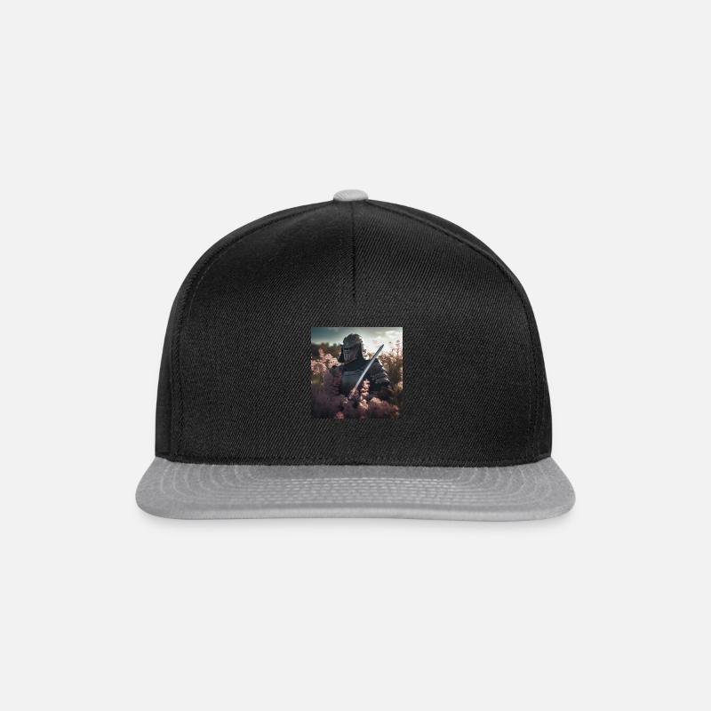 Samurai in Flower Field -Warrior in Armor - Snapback Cap - black/grey