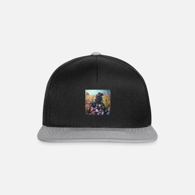 Samurai in Flower Field -Warrior in Armor - Snapback Cap - black/grey