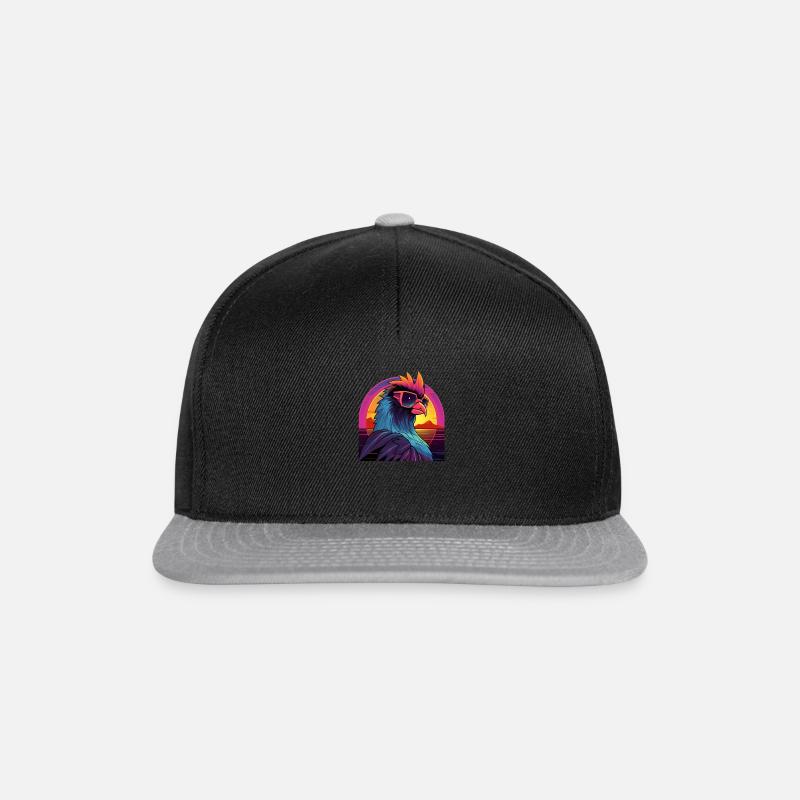 Synthwave Rooster - Snapback Cap - black/grey