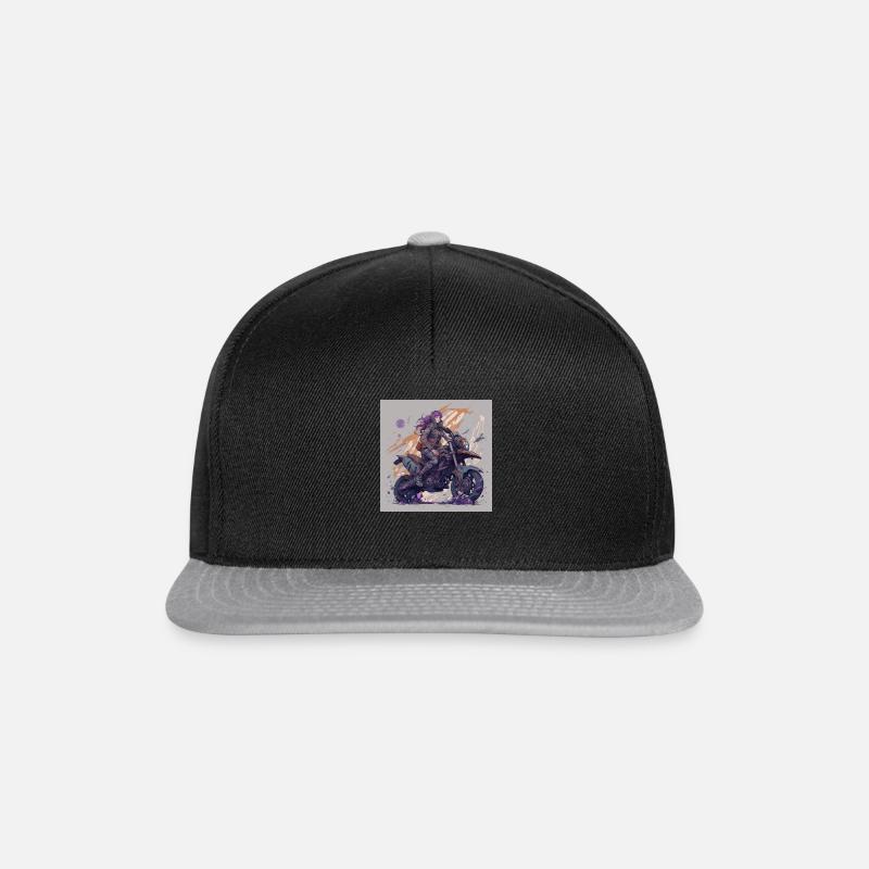 Fluid Biker girl - Anime Style - Snapback Cap - Schwarz/Grau