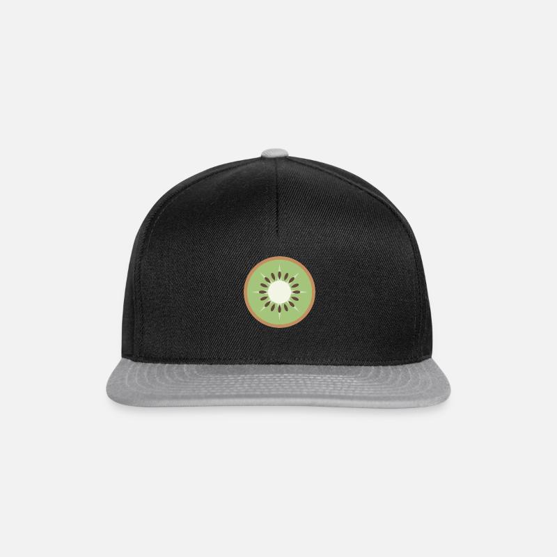 aufgeschnittene Kiwi - Snapback Cap - Schwarz/Grau