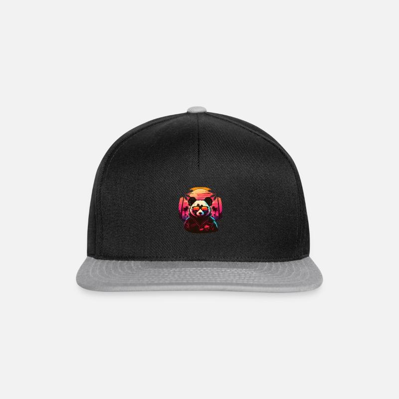 Synthwave Panda Sunset - Snapback Cap - Schwarz/Grau