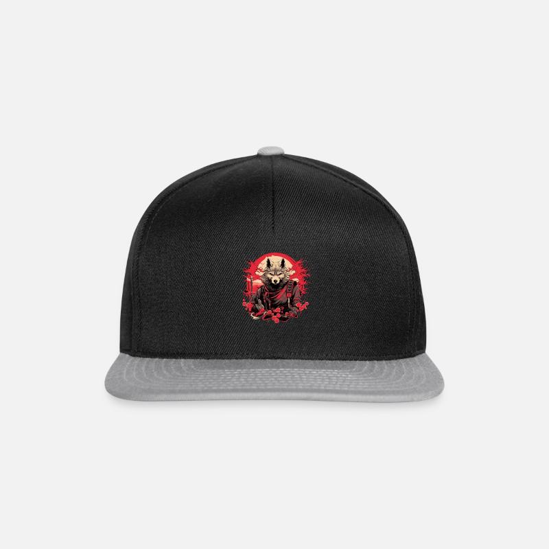 Japanischer Wolf Samurai - Snapback Cap - Schwarz/Grau