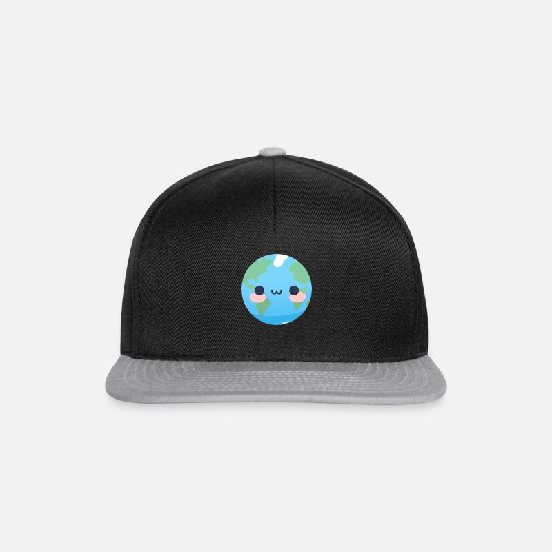 Kawaii cute planet Earth - Snapback Cap - black/grey