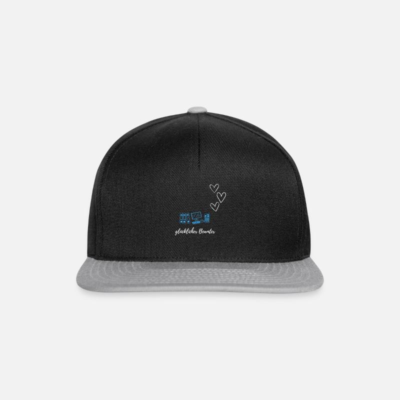 glücklicherBeamter - blaue Logos - Snapback Cap - Schwarz/Grau