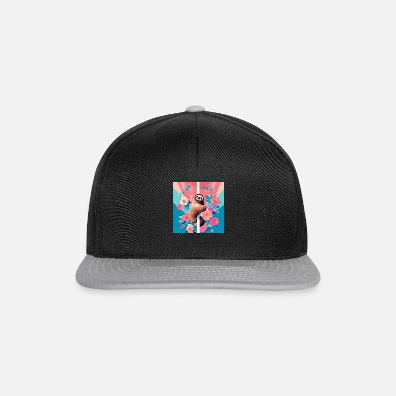Faultier Poledance mit Blumen - Snapback Cap - Schwarz/Grau