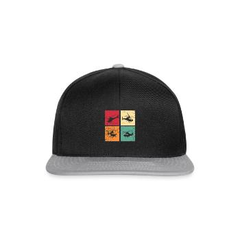 Hélicoptère Hélicoptère Cadeau Rétro - Casquette snapback - noir/gris - Devant