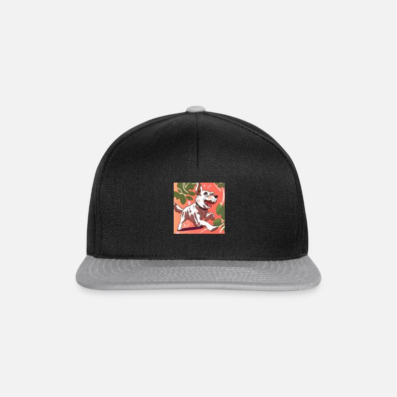 Munterer Anime-Hund im Lauf - Snapback Cap - Schwarz/Grau