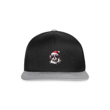 French Bulldog Christmas Dog in the Snow - Snapback Cap - black/grey - Front