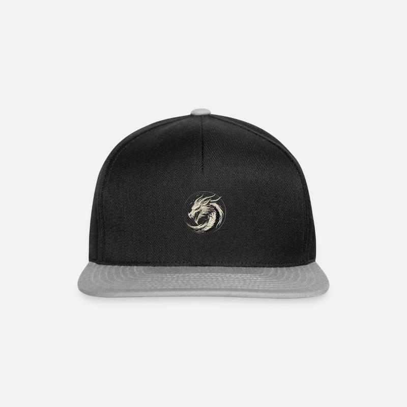 Monochromer Drachenkreis - Snapback Cap - Schwarz/Grau