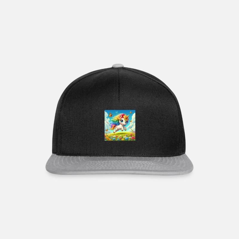 Regenbogenzauber Einhorn - Snapback Cap - Schwarz/Grau
