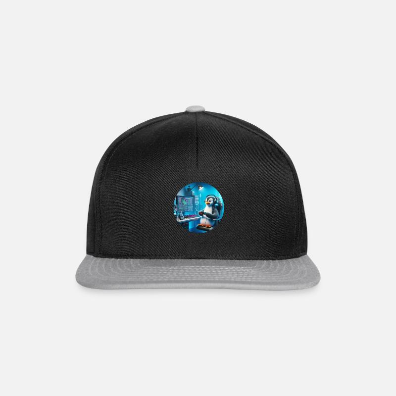 PinguStreamer Logo Rund - Snapback Cap - Schwarz/Grau