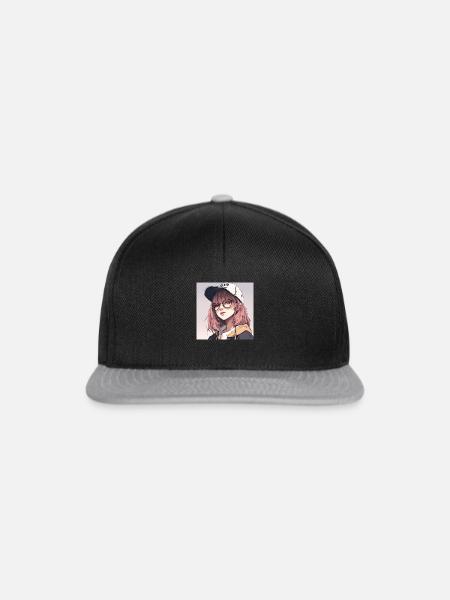Anime-Geek-Mädchen - Snapback Cap - Schwarz/Grau