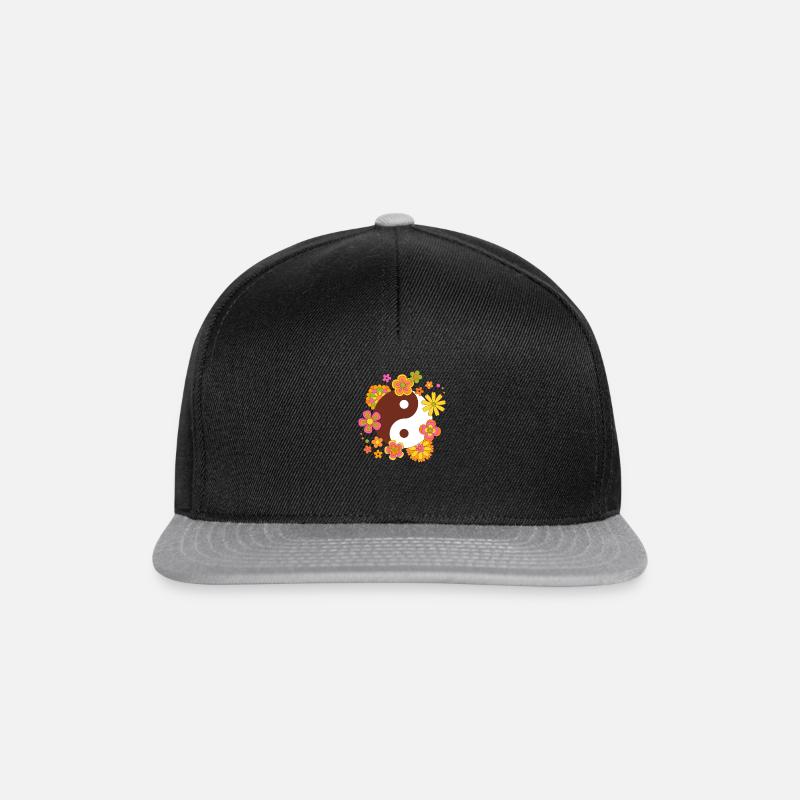 Fleur Yin Yang - Casquette snapback - noir/gris