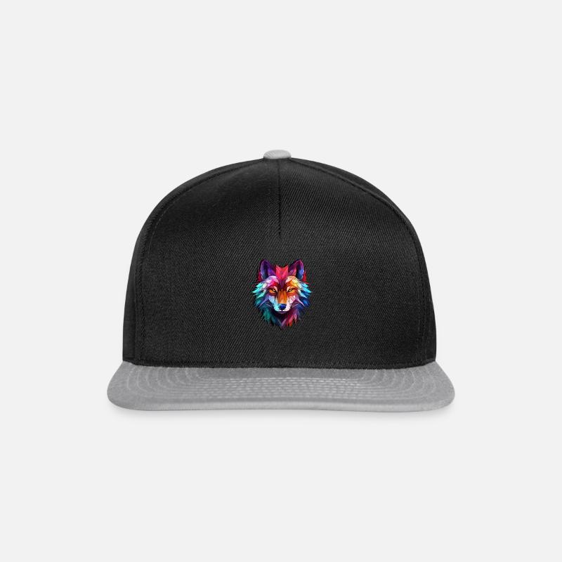 Wolf abstraktes Design - Snapback Cap - Schwarz/Grau