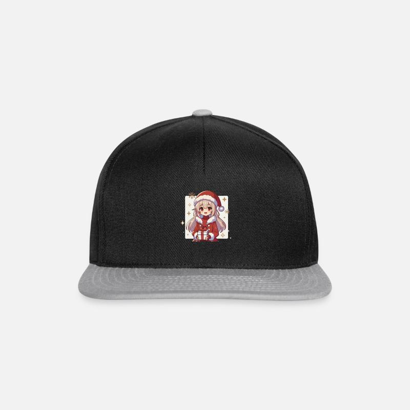 Weihnachtlicher Anime-Charme - Snapback Cap - Schwarz/Grau