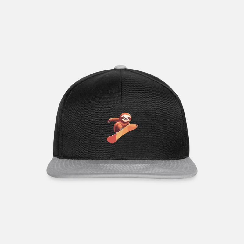 Sloth Snowboard Snowboarder - Snapback Cap - black/grey