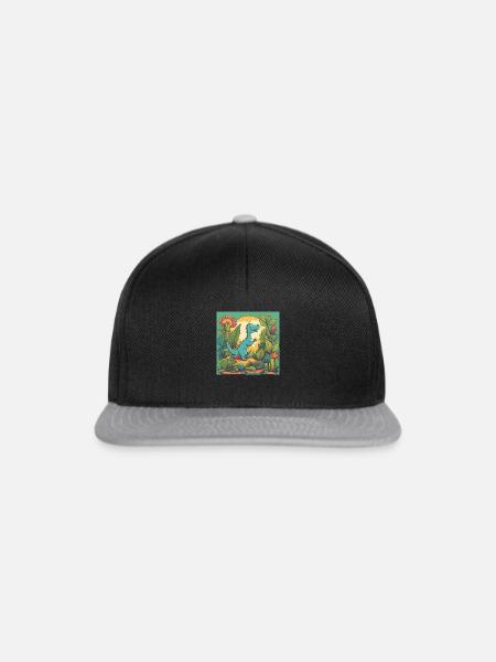 Lustiger Dino - Snapback Cap - Schwarz/Grau