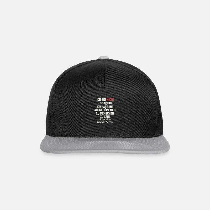 Ich bin nicht arrogan.... - Snapback Cap - Schwarz/Grau