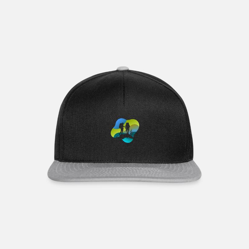 Wanderer Hiking Bergsteiger - Snapback Cap - Schwarz/Grau