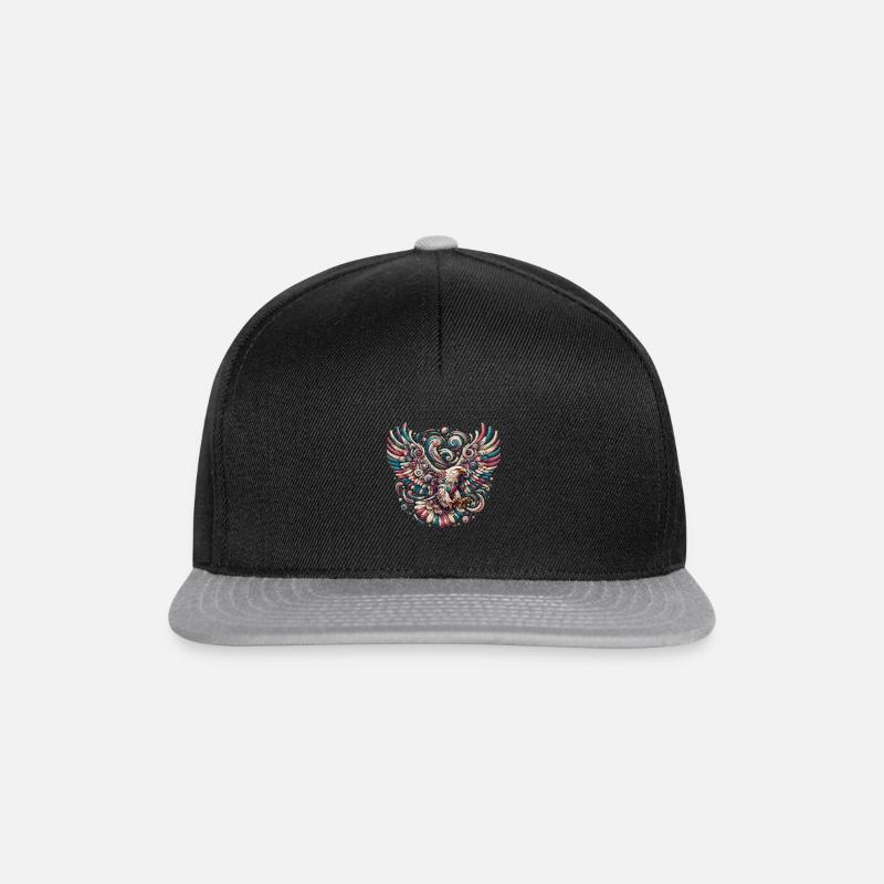 Psychedelischer Adler - Snapback Cap - Schwarz/Grau
