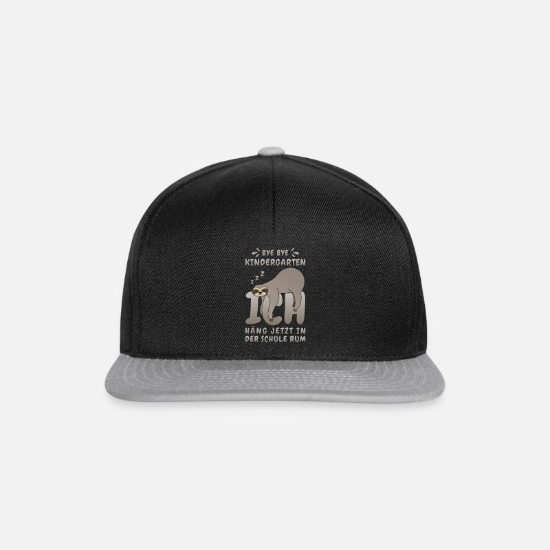 Faultier Bye Bye Kindergarten Schule Grundschule - Snapback Cap - Schwarz/Grau