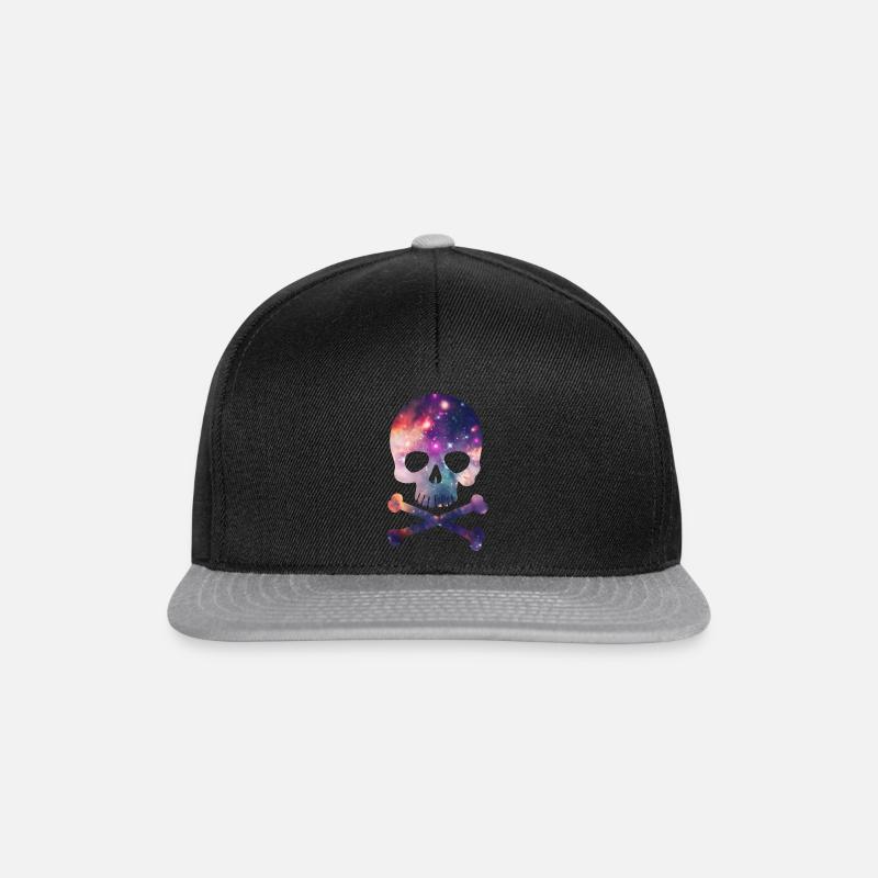 Pink / Purple Universe - Space - Galaxy Skull - Snapback Cap - Schwarz/Grau