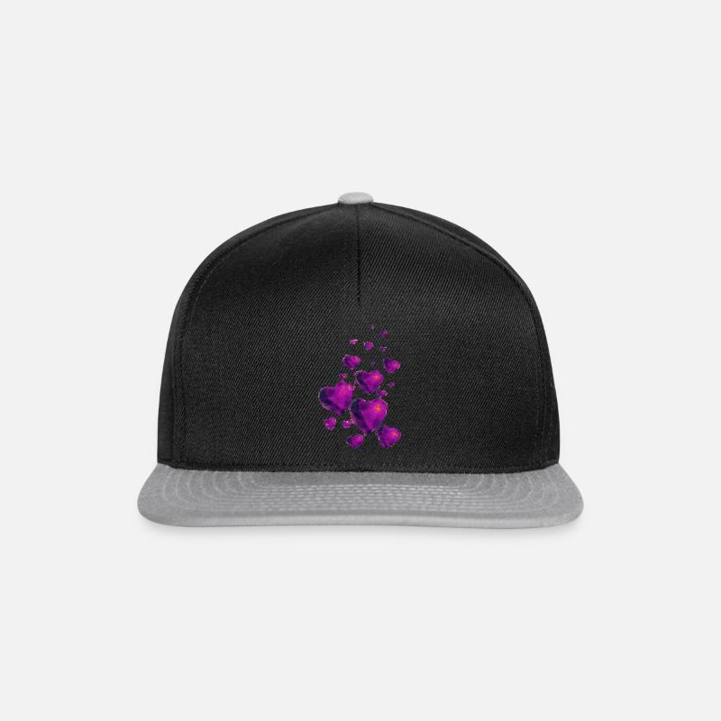 Herzen, lila, pink - Snapback Cap - Schwarz/Grau