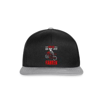 Motorrad Biker Motorbike Motorrad Führerschein - Snapback Cap - Schwarz/Grau - Vorne