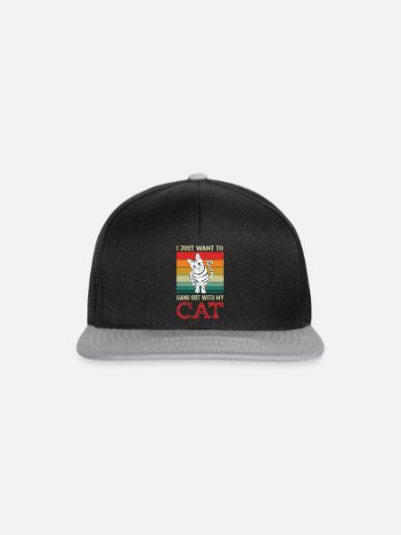 Cats Funny Owner Lover Just Want Hang Out With Cat - Snapback Cap - Schwarz/Grau