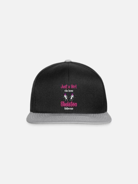 Just A Girl Who Loves Skeleton Halloween Funny - Snapback Cap - Schwarz/Grau