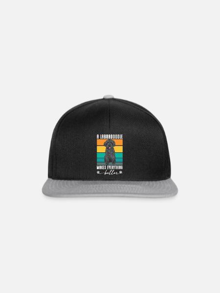 Labradoodle Hund - Snapback Cap - Schwarz/Grau