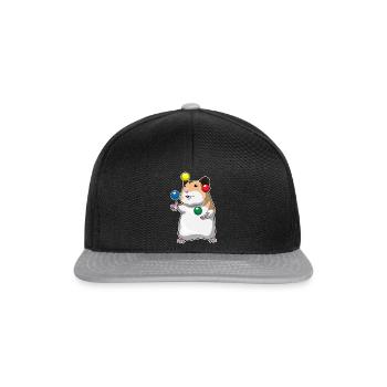 Hamster Jongleur Jonglieren - Snapback Cap - Schwarz/Grau - Vorne