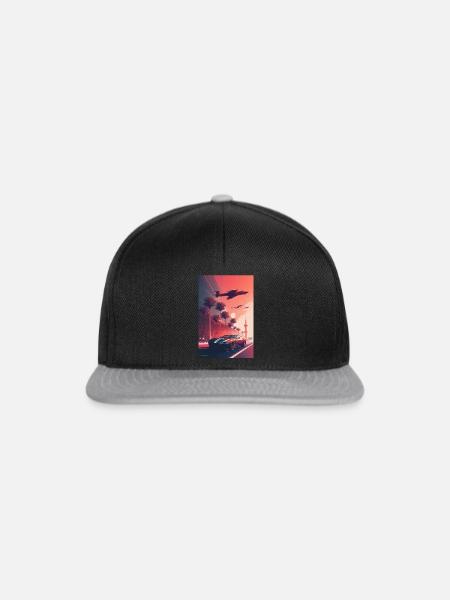 Sportwagen im Sonnenuntergang - Snapback Cap - Schwarz/Grau